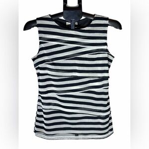 Dana Buchman Black and White Striped Tank Top Blouse Small